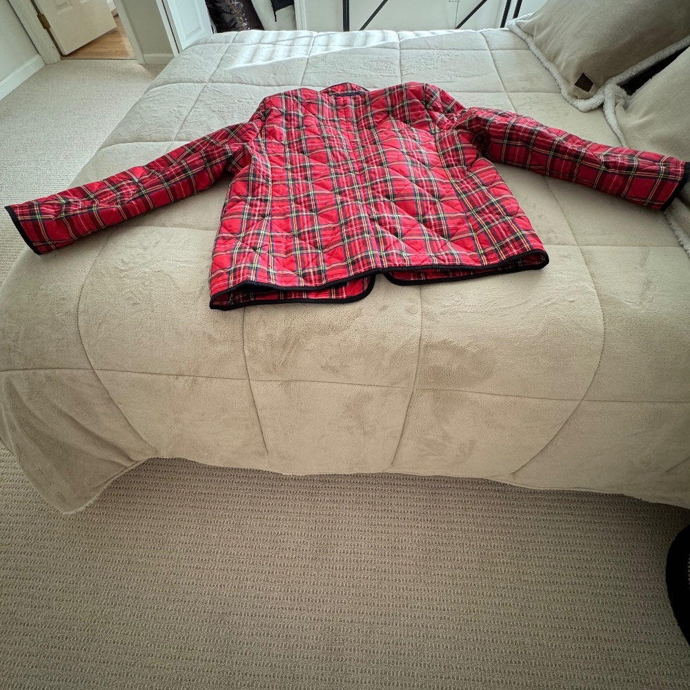 NEW J. Crew Quilted Regent Red Tartan Puffer Blazer Jacket size XXL